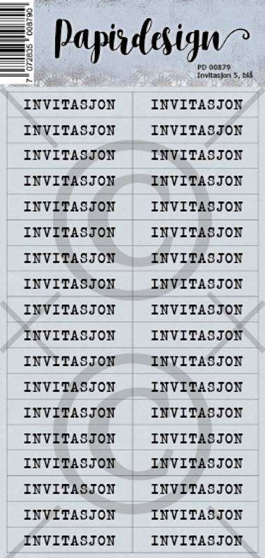 Papirdesign klistremerke  Invitasjon 5, blå