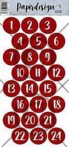 Papirdesign Klistremerke - Rund 1-24 Rød