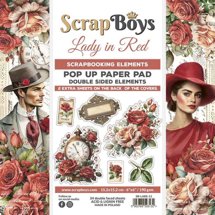 ScrapBoys Lady in Red SB-LARE-11 Pop  Up - Bilde 1